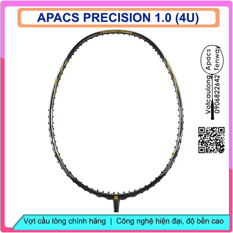 Vợt cầu lông Apacs Precision 1.0 - 4U | Vợt 4U thân dẻo, thiên công hơi nặng đầu, chịu lực đan lưới cao