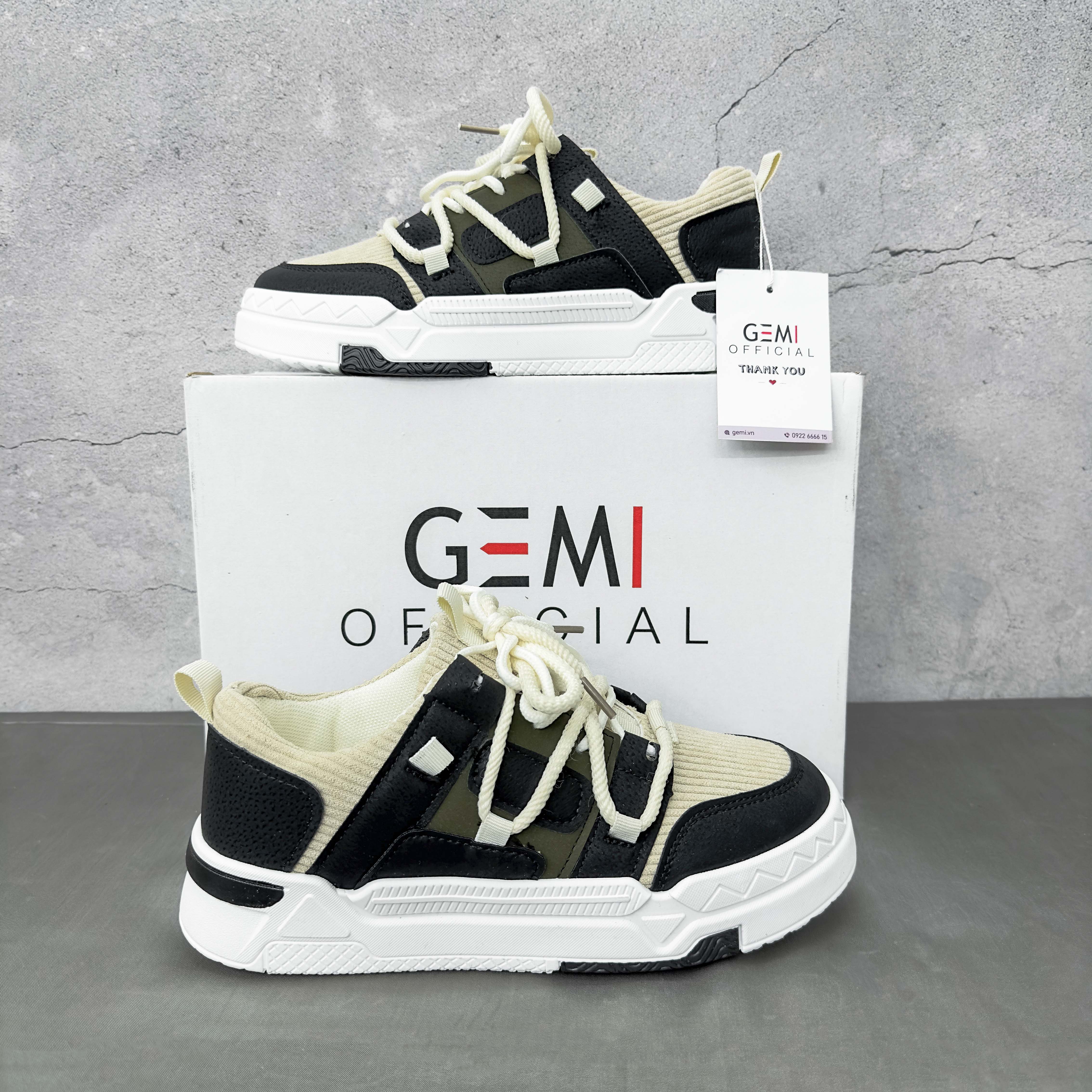 Giày thể thao nữ GEMI - giày ullzzang màu đen- kem, năng động, thời trang- M7072
