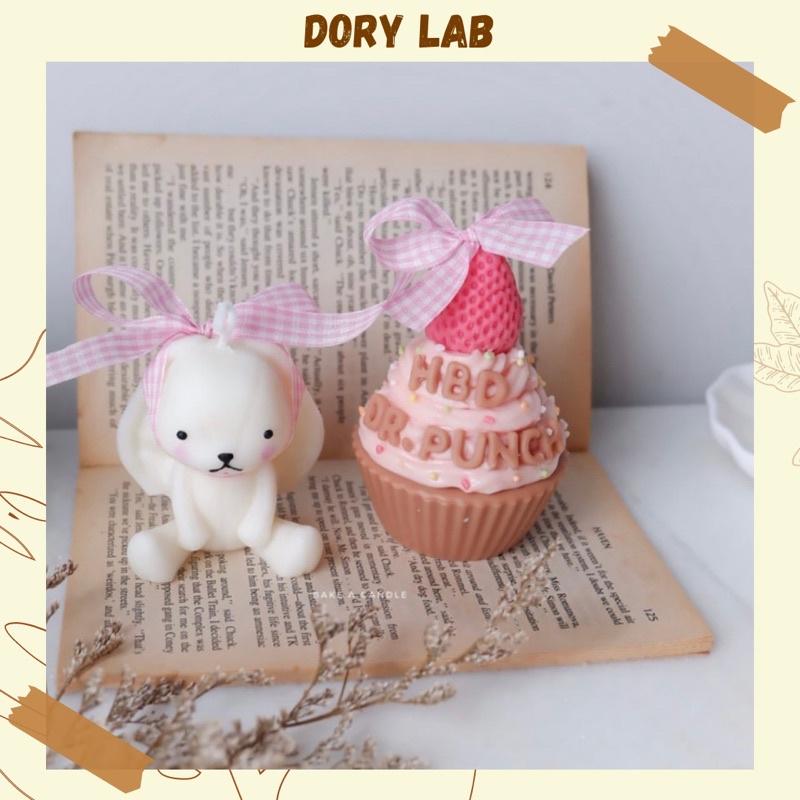 Nến Thơm Cupcake Dâu Tây Trang Trí Chữ Theo Yêu Cầu, Quà Tặng Sinh Nhật - Dory Lab