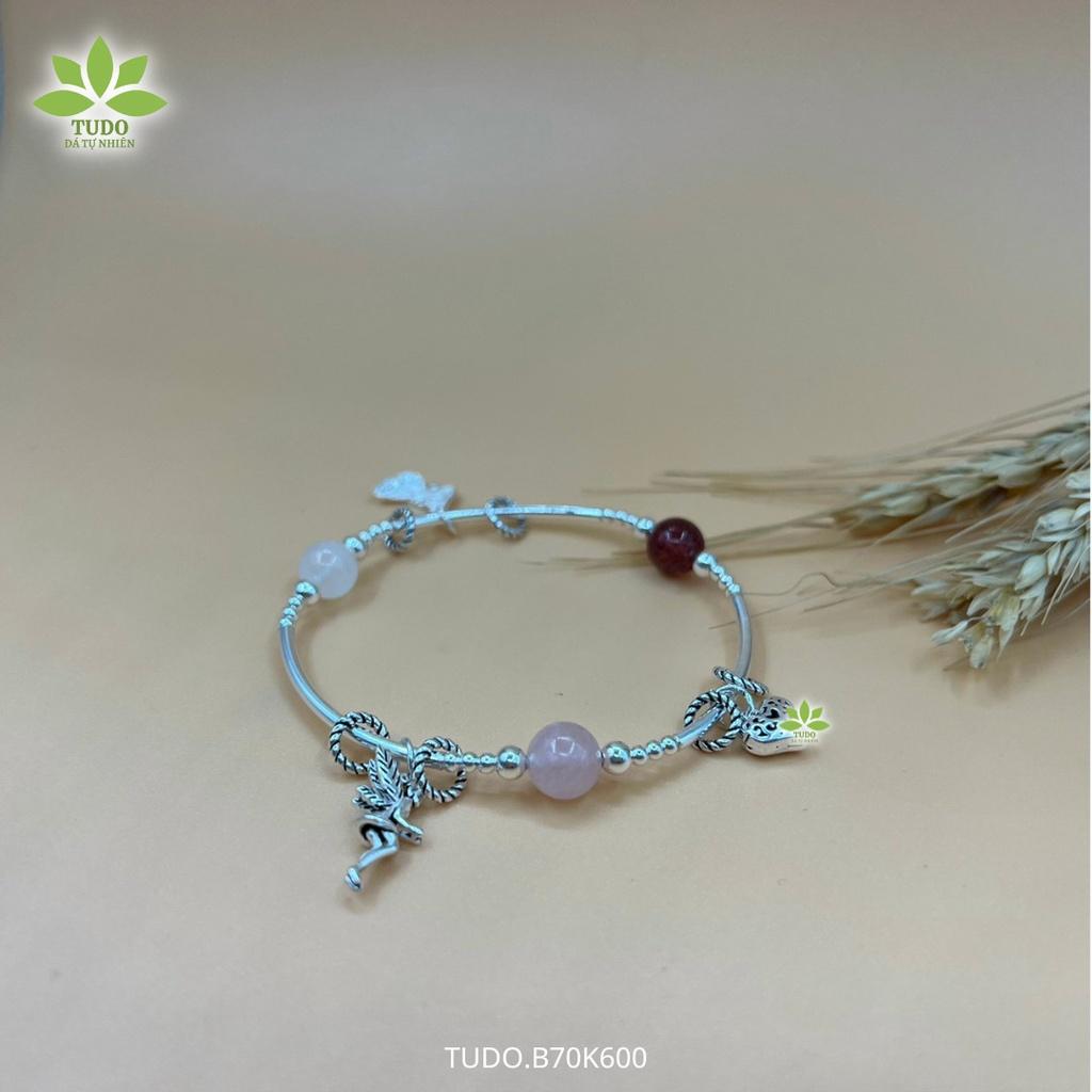 Vòng Tay Nữ Đẹp - Vòng Phong Thủy Đa Mệnh TUDO VCBTADH VCBTAH AG925 B70K600 Charm Trái Tim, Thiên Thần - Tình Duyên