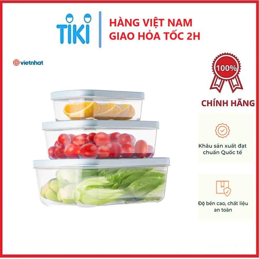 Combo 3 Hộp Đựng Thực Phẩm Chữ Nhật 750-1500-2500 ml Hokori - Hàng Chính Hãng 