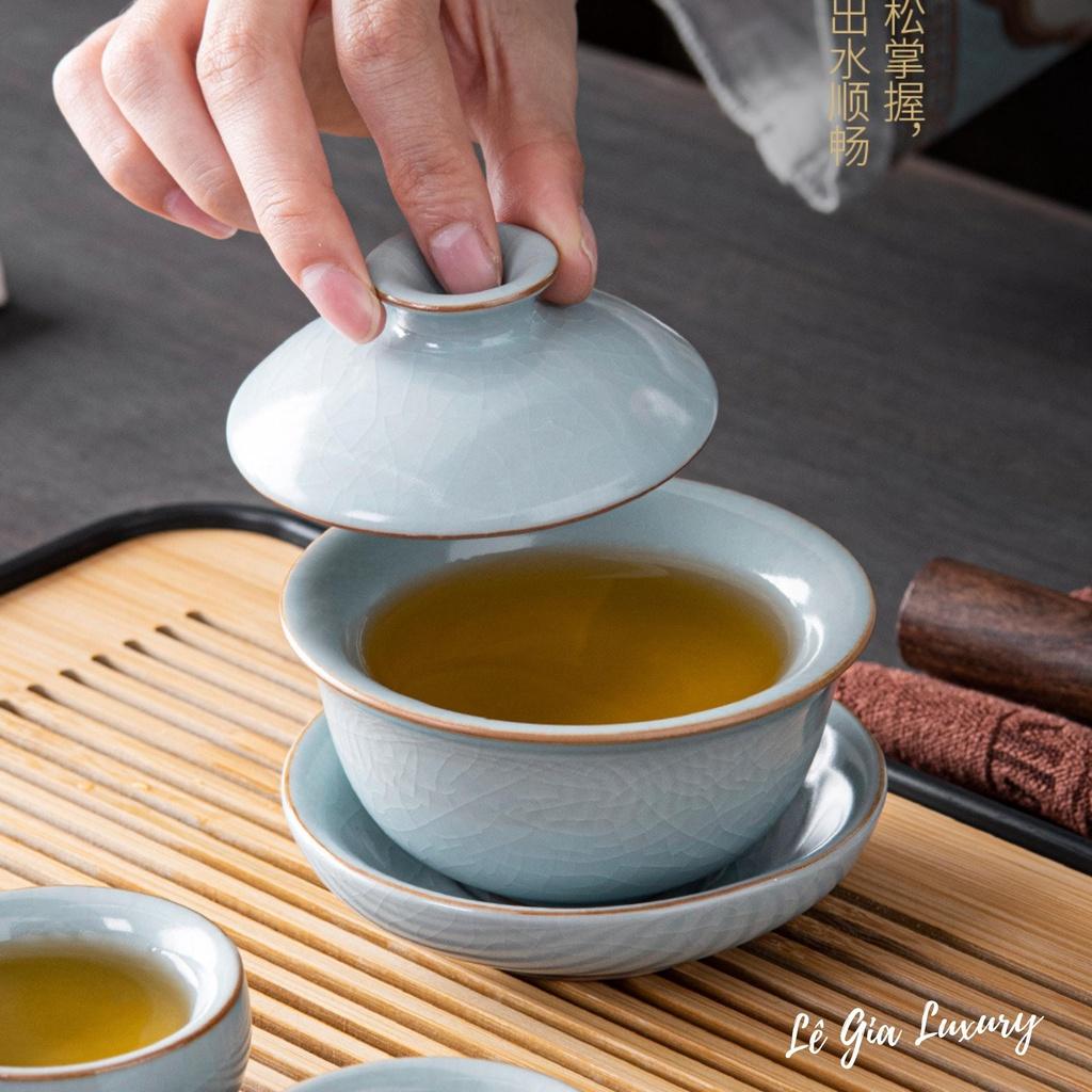 Bộ ấm chén uống trà cao cấp Men rạn, Bộ ấm chén trà đạo phong cách Nhật Bản, Bộ ấm chén cao cấp