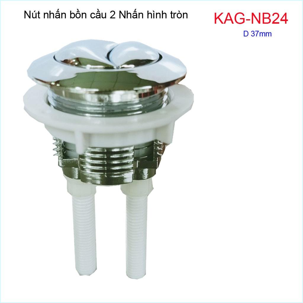 Nút 2 nhấn xả bồn cầu Kaiser, nút nhấn cầu xả 2 nhấn tròn lỗ sứ D3.7-4 cm, nút xả cầu KAG-NB24