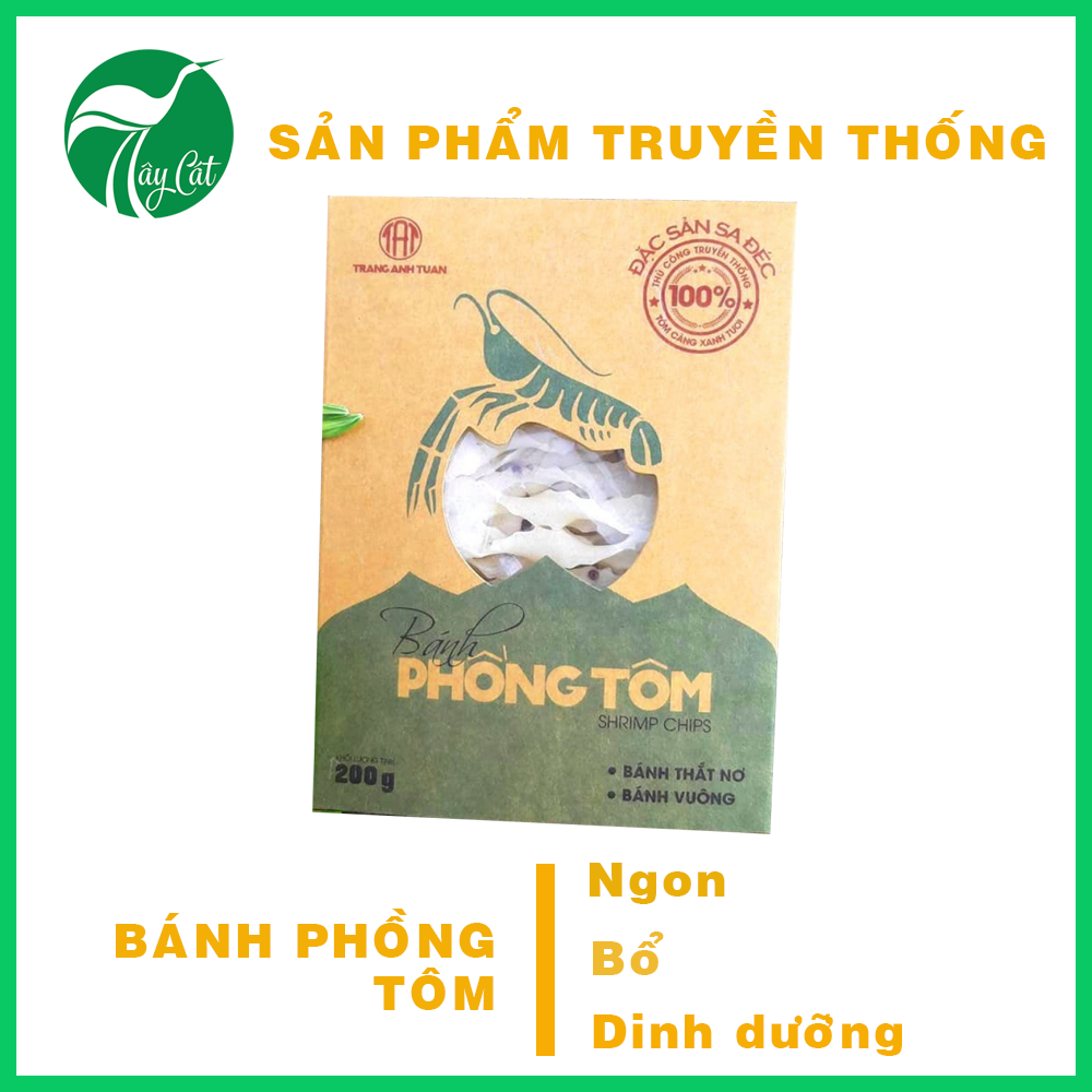 Bánh phồng tôm cao cấp hiệu TRANG ANH TUẤN loại III  với 30% tôm càng xanh tươi- Đặc sản Sa Đéc