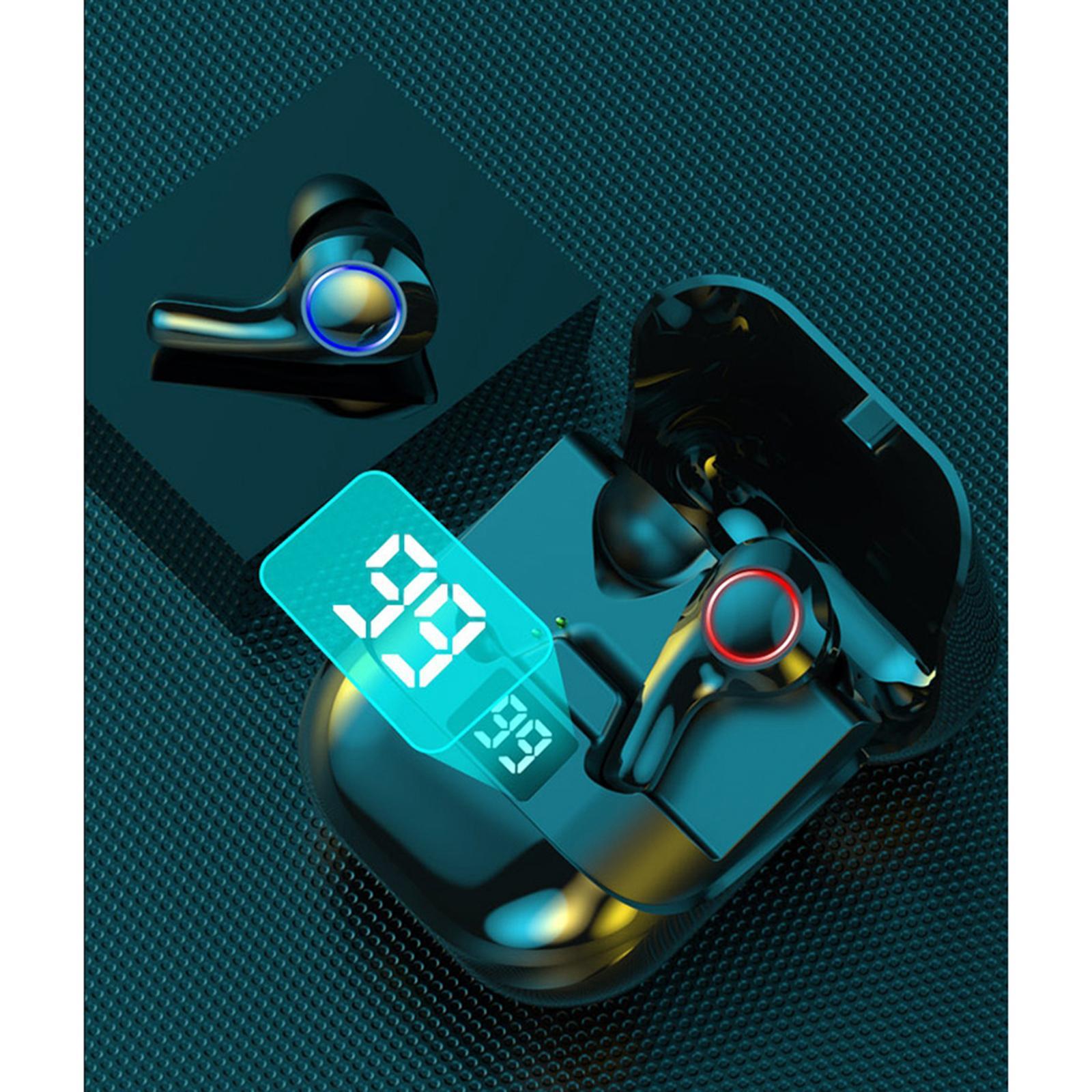 Sports Waterproof Bluetooth Earphones Headsets Charging Box - Black