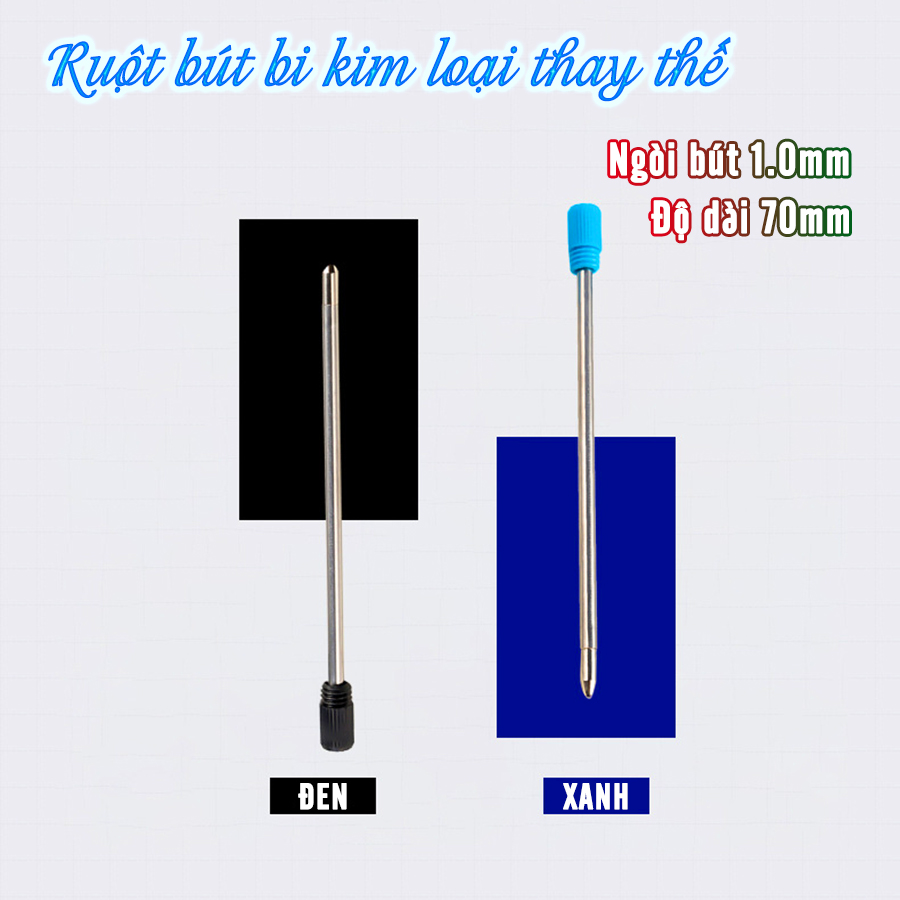 Combo 10 Ruột bút ký Bi kim loại 70mm 62mm 55mm ngòi 1.0mm thay thế - Ruột bút bi kim loại thay thế