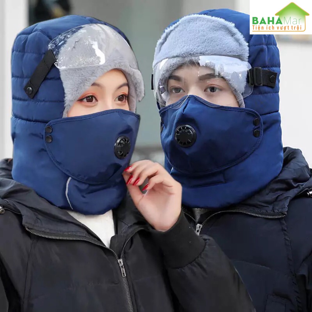 BỘ MŨ-KÍNH-KHẨU TRANG CHẮN GIÓ MÙA ĐÔNG ĐI NGOÀI TRỜI, LEO NÚI, DÃ NGOẠI, CÂU CÁ, "BAHAMAR" giữ ấm đi xe máy mùa Đông rất phù hợp