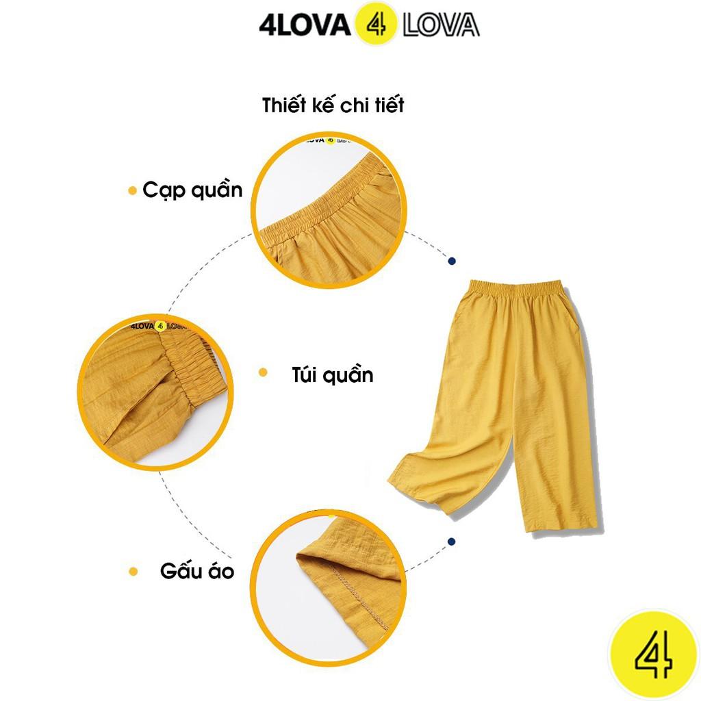 Quần lửng ống rộng culottes 4LOVA chất vải đũi xước cao cấp thoáng mát diện hè cho nữ