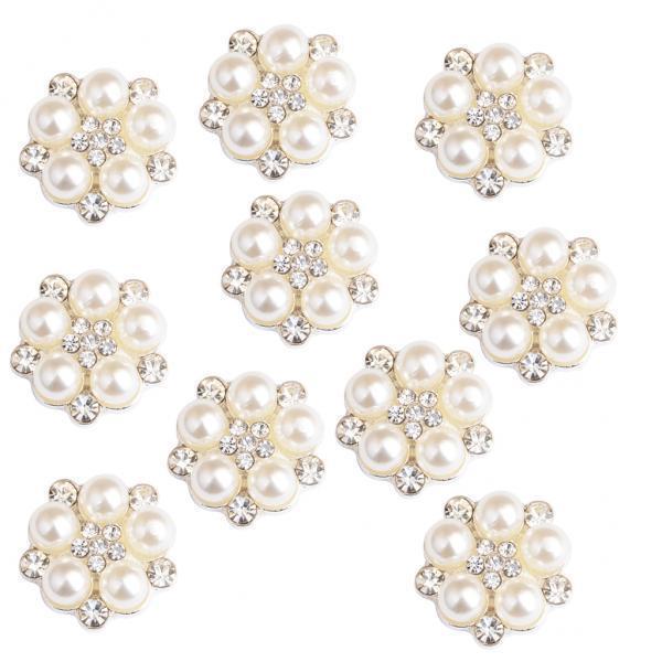 4-20pack 10 Pieces Flatback Embellishment Buttons Pear Flower Wedding