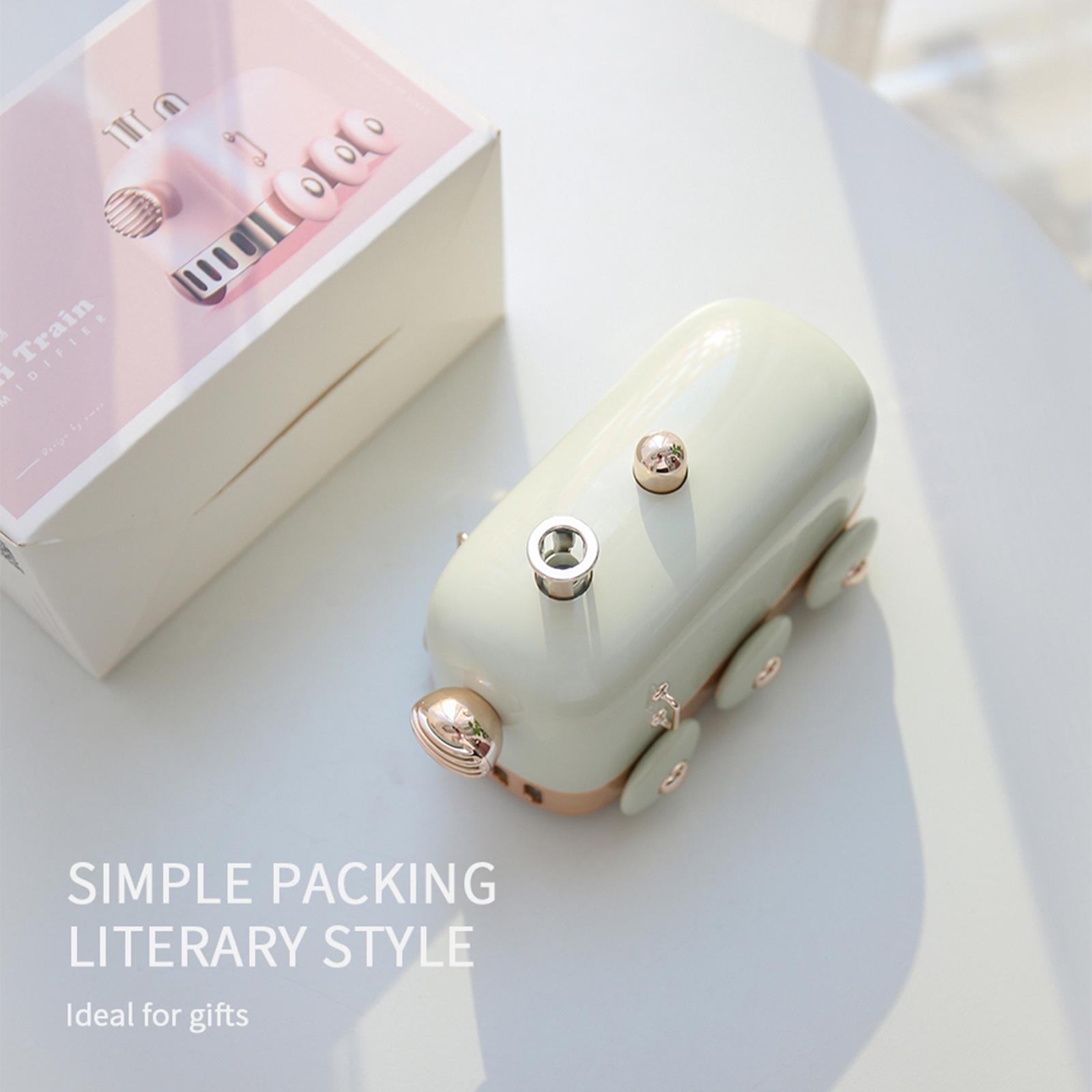 Mini Train USB Humidifier, Desktop Personal Portable Humidifier, Ultra Quiet LED Night Light Function USB Small Diffuser for Office, Bedroom, 300ML
