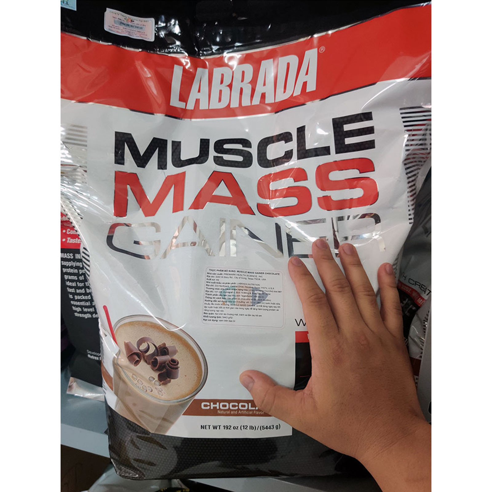 Thực phẩm hỗ trợ Tăng cân Tăng Cơ Muscle Mass Gainer 5.4 Kg của Labrada + Tặng kèm Bình lắc (Màu ngẫu nhiên) 600ml