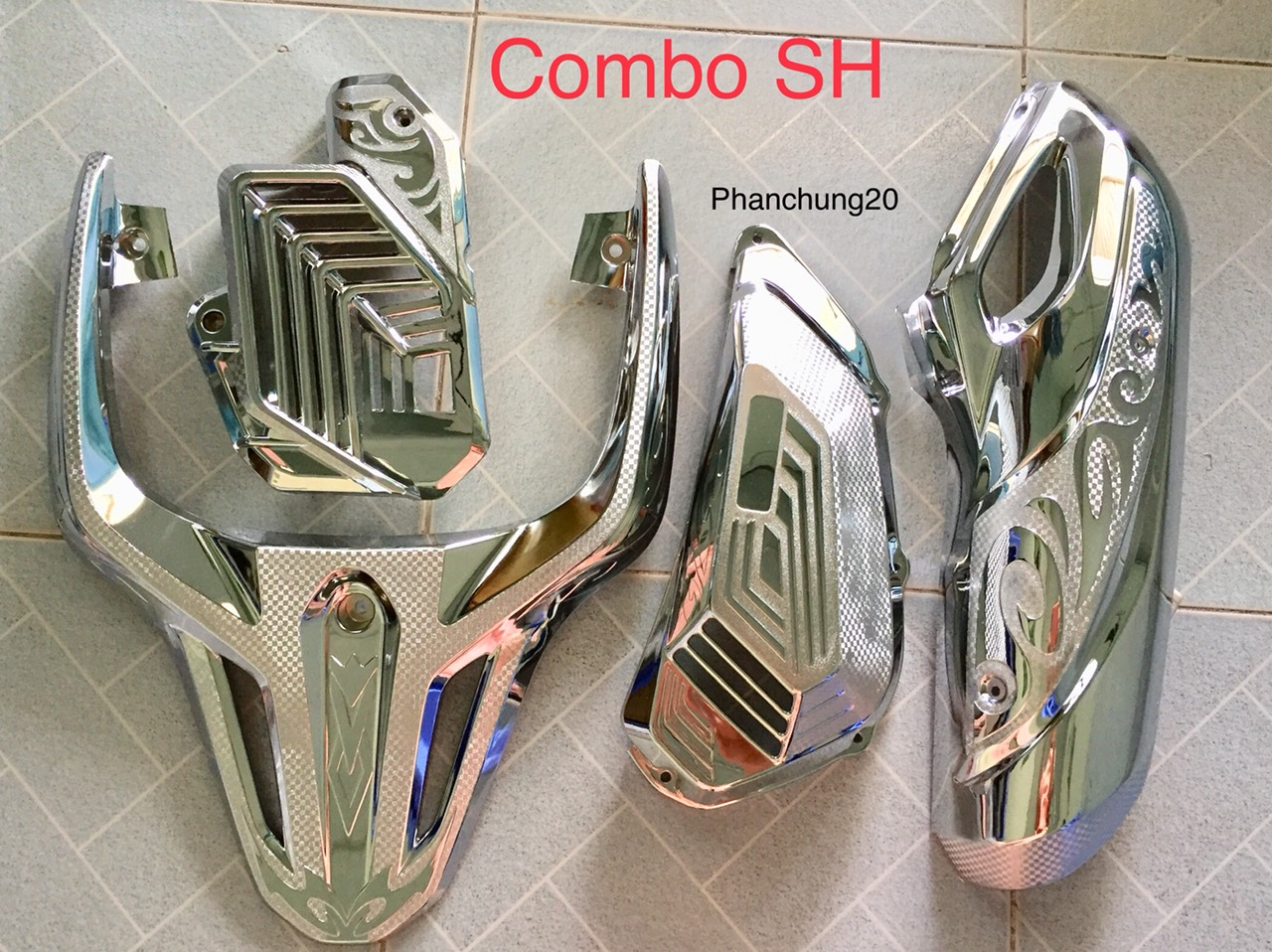 combo ốp phụ kiện trang trí SH 2020 2021 2022 Crom (4 món)