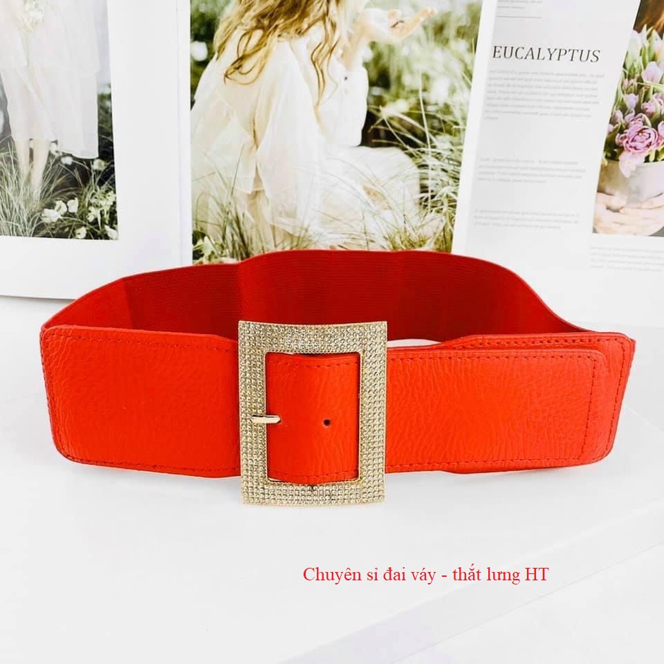 Đai váy Belt đính đá Bản to 6cm Mặt vuông thời trang