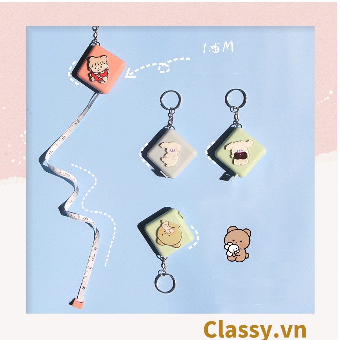 Classy Móc khóa, thước dây hộp nhựa siêu dễ thương PK1553