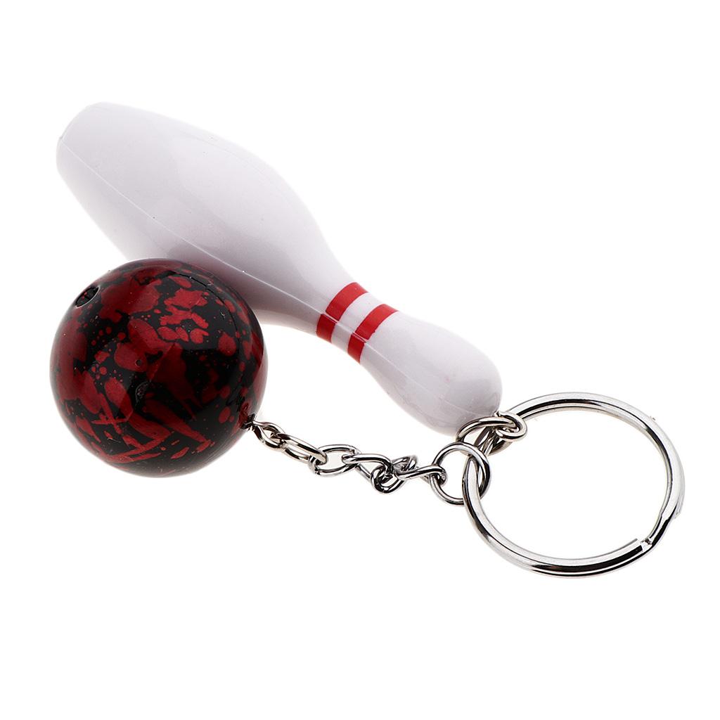 Mini Bowling Pin and Ball keychain key Ring 3D Keyfob Fashion Gift
