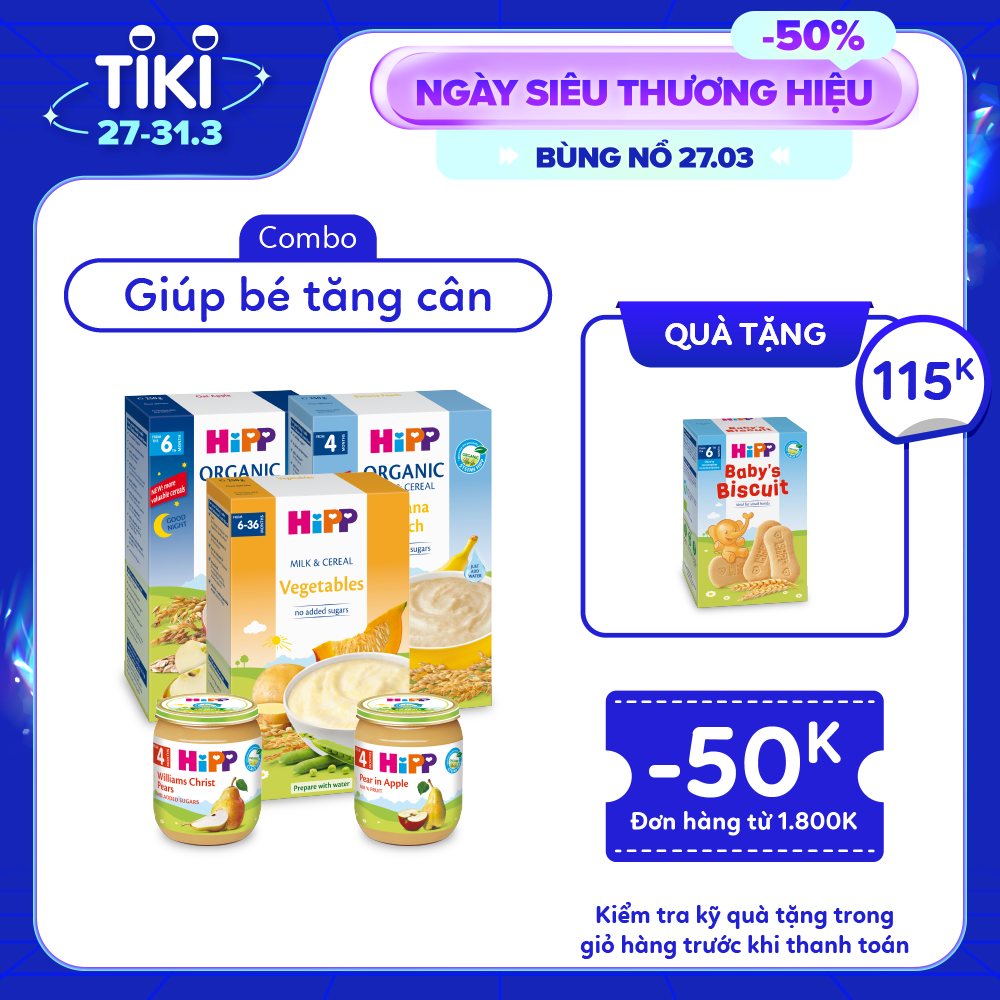 Combo ăn dặm HiPP Organic số 10: Giúp bé tăng cân dễ dàng