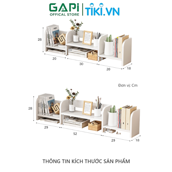 Kệ sách đa năng để bàn đa ngăn tiện lợi kết hợp bo góc tinh tế thương hiệu GAPI - GP261