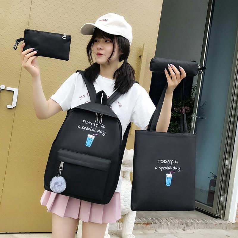 4 Bộ Vải Schoolbags Dành Cho Các Bạn Nữ Tuổi Teen Nữ Trẻ Em Đeo Vai Xu Hướng Mới Ba Lô Nữ Thời Trang Phụ Nữ Ba Lô
