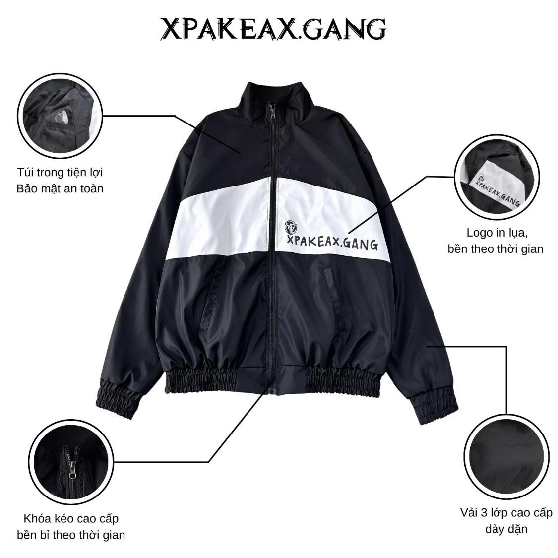 Áo khoác dù local brand nam nữ oversize , Jacket Jacket Xpakeax Gang form rộng , chất dù dày dặn 2 lớp unisex - Gin store