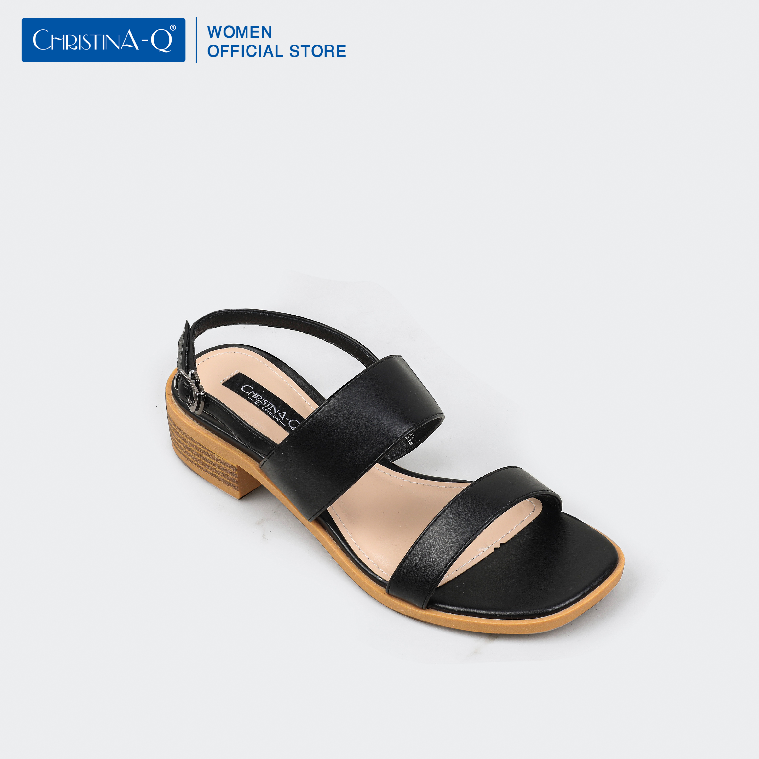 Giày Sandals Nữ Gót Phối Vân Gỗ ChristinA-Q XDN282