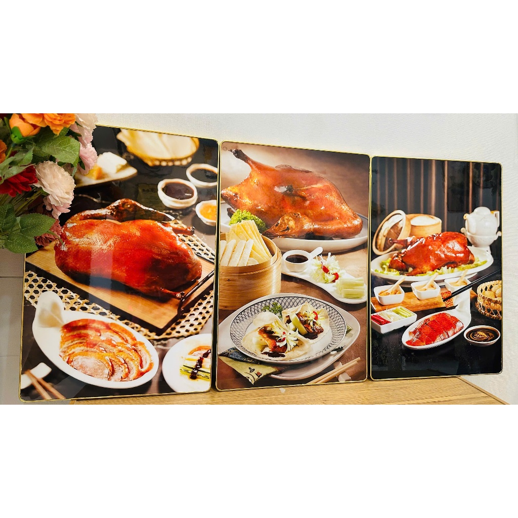 (HCM) Tranh treo tường tráng gương vịt quay Bắc Kinh 5 trang trí quán ăn kèm đinh