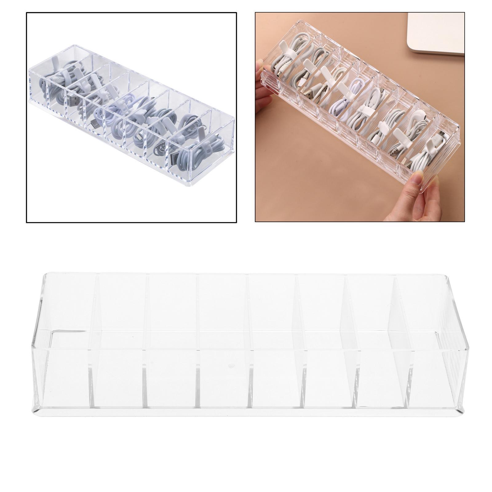 Organizer Box with 8 Cells & Silicone Cable Ties Waterproof for Data Cable