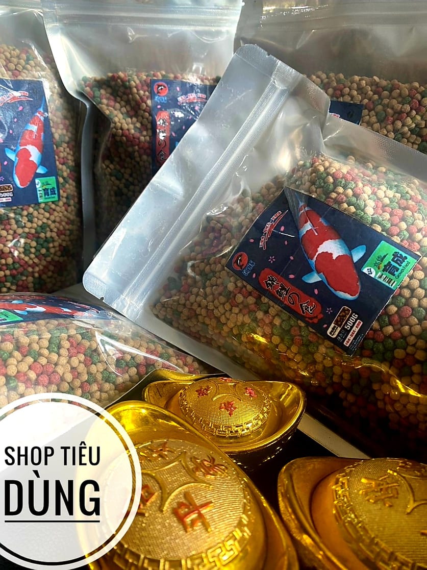 1kg Cám Cá Porpoise Color thức ăn cao cấp cho cá Koi chiết ra túi Zip