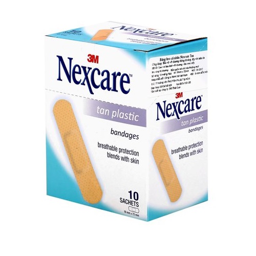 Hộp 10 gói Băng keo cá nhân 3M Nexcare TAN 10 miếng/gói