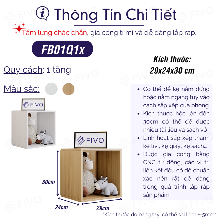 Kệ Sách Tổ Ong Gỗ MDF FIVO FB01 Màu Trắng, Có Tấm Lưng Dày Dặn, Sáng Tạo Đa Công Dụng Dễ Lắp Ráp - Hàng Chính Hãng