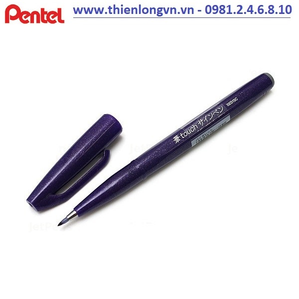 Bút lông viết thư pháp hiện đại Pentel SES15C-v màu tím; Calligraphy Fude Touch Sign - Violet