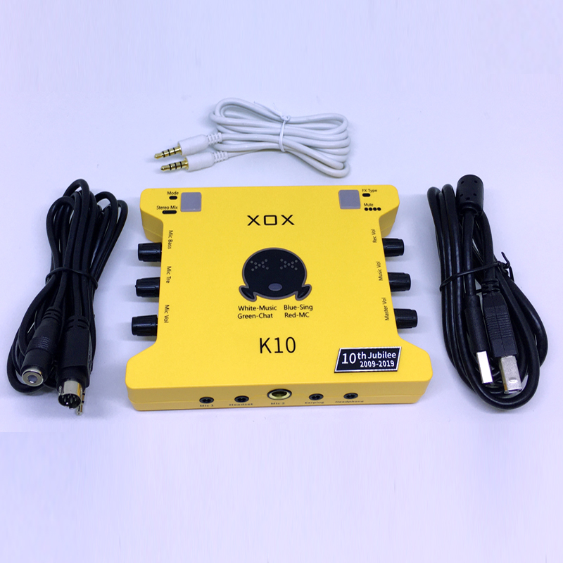 Sound card XOX K10 phiên bản 10th jubilee - Soundcard mới nhất đến từ XOX - Dùng được cho điện thoại và máy tính - Kết hợp được hầu hết các loại mic thu âm - Chuyên dùng livestream, karaoke online, thu âm chuyên nghiệp - Màu ngẫu nhiên - Hàng chính hãng