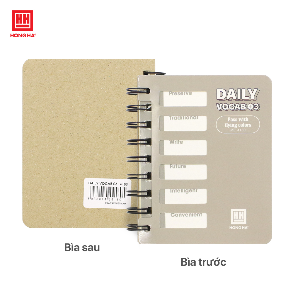 Sổ tay lò xo ghi chép học từ vựng Daily Vocab 03 Hồng Hà 200 trang - 4180