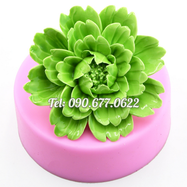 Khuôn rau câu silicone hoa mẫu đơn tầng - Loại 8 cm – Mã số 1827
