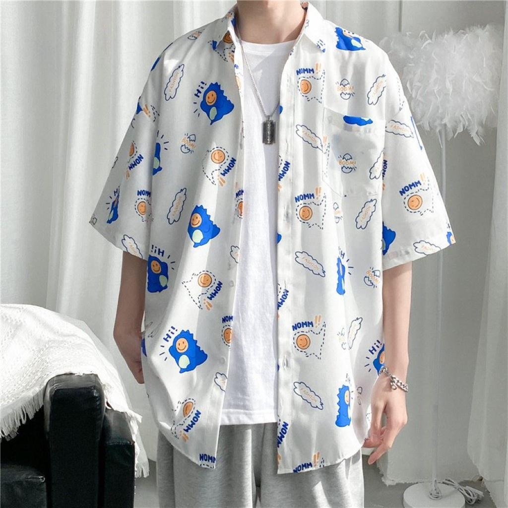 Áo sơ mi tay ngắn from rộng unisex nam nữ , sơ mi nam nữ vải voan lụa mịn mát free size 40kg - 70kg