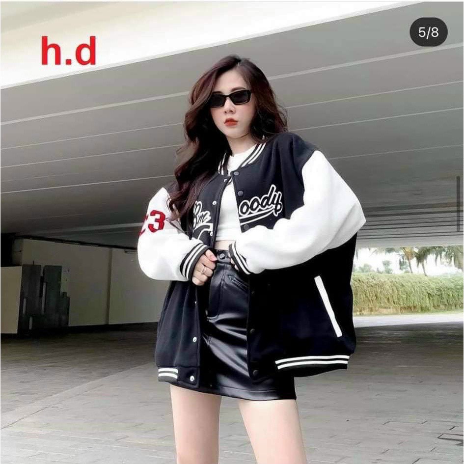 Áo khoác bomber nữ form rộng thời trang hotfrend 2021 in hình họa tiết cá tính chất vải dù dày dặn cao cấp bao đẹp
