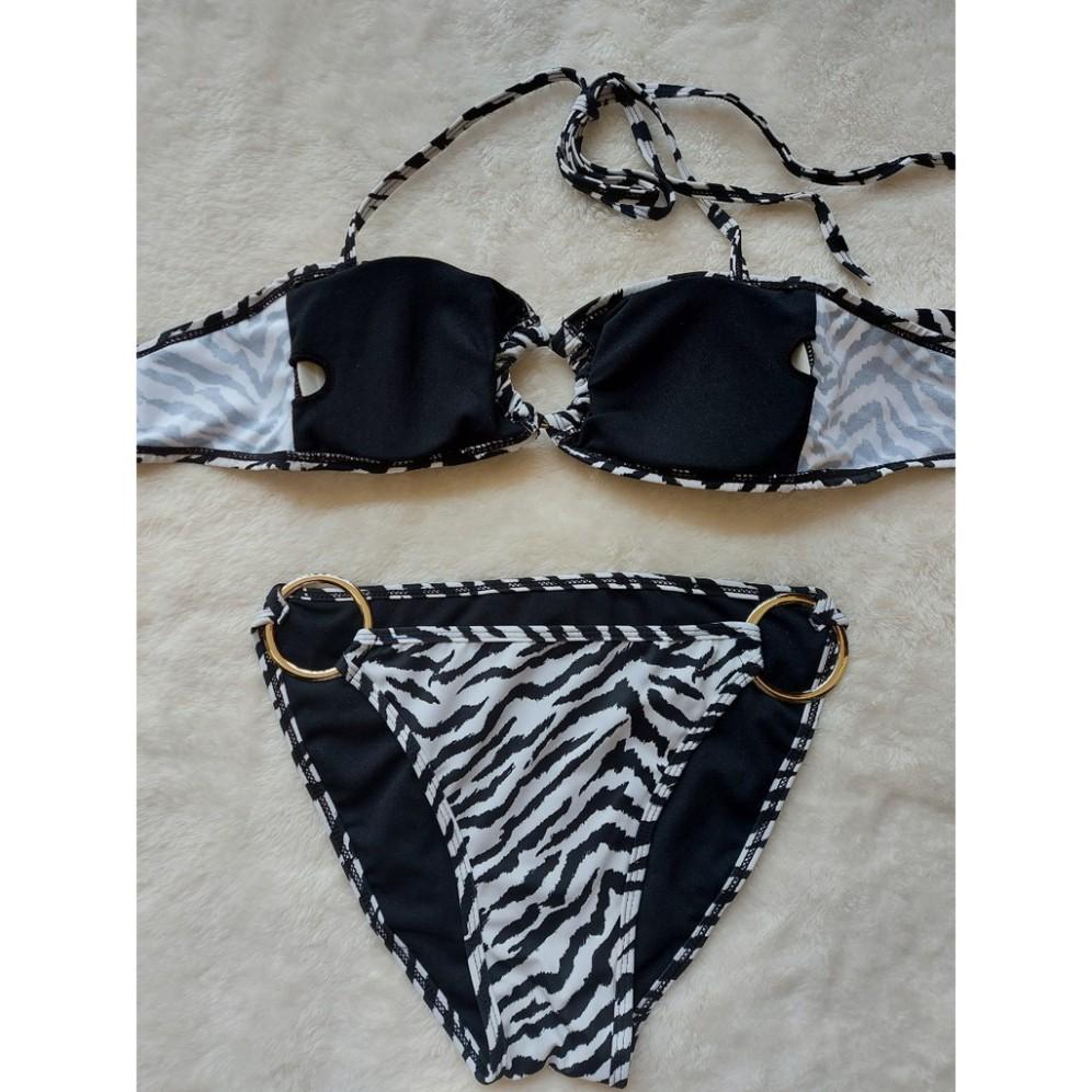 freeship Đồ bơi Bikini hai mảnh sexy vằn đen trắng siêu đẹp mặc đi biển đi bơi
