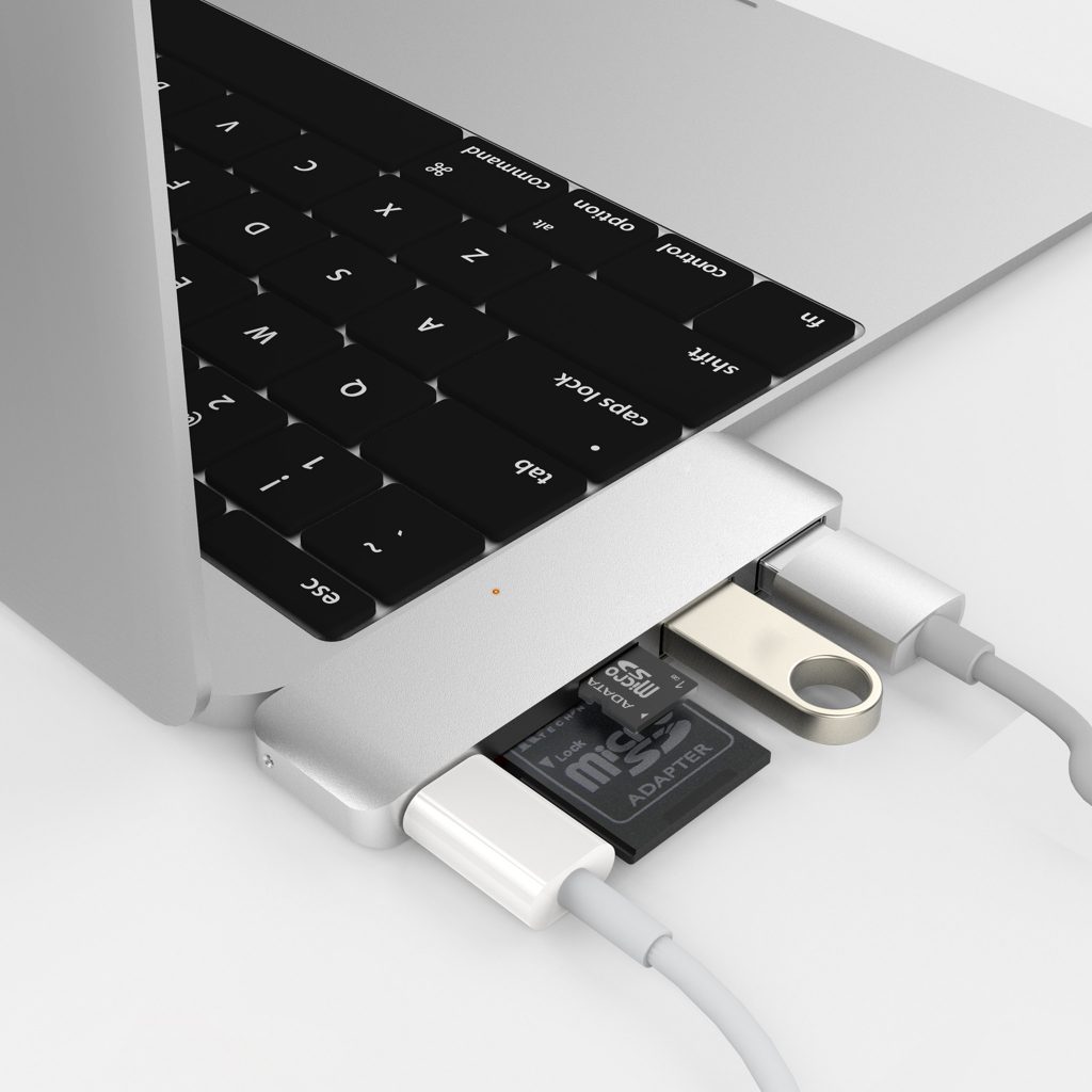 Cổng Chuyển HYPERDRIVE USB TYPE-C 5-IN-1 HUB WITH PASS THROUGH CHARGING FOR 2016 MACBOOK PRO & 12″ MACBOOK, SURFACE Gray & Silver - HD21B - HÀNG CHÍNH HÃNG