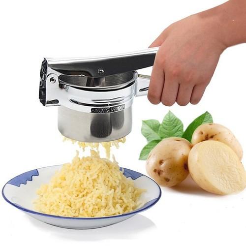 Dụng cụ ép củ quả, làm sợi bún, bánh canh, bánh lọt đa năng 3 vỉ khuôn Inox - may lam bun