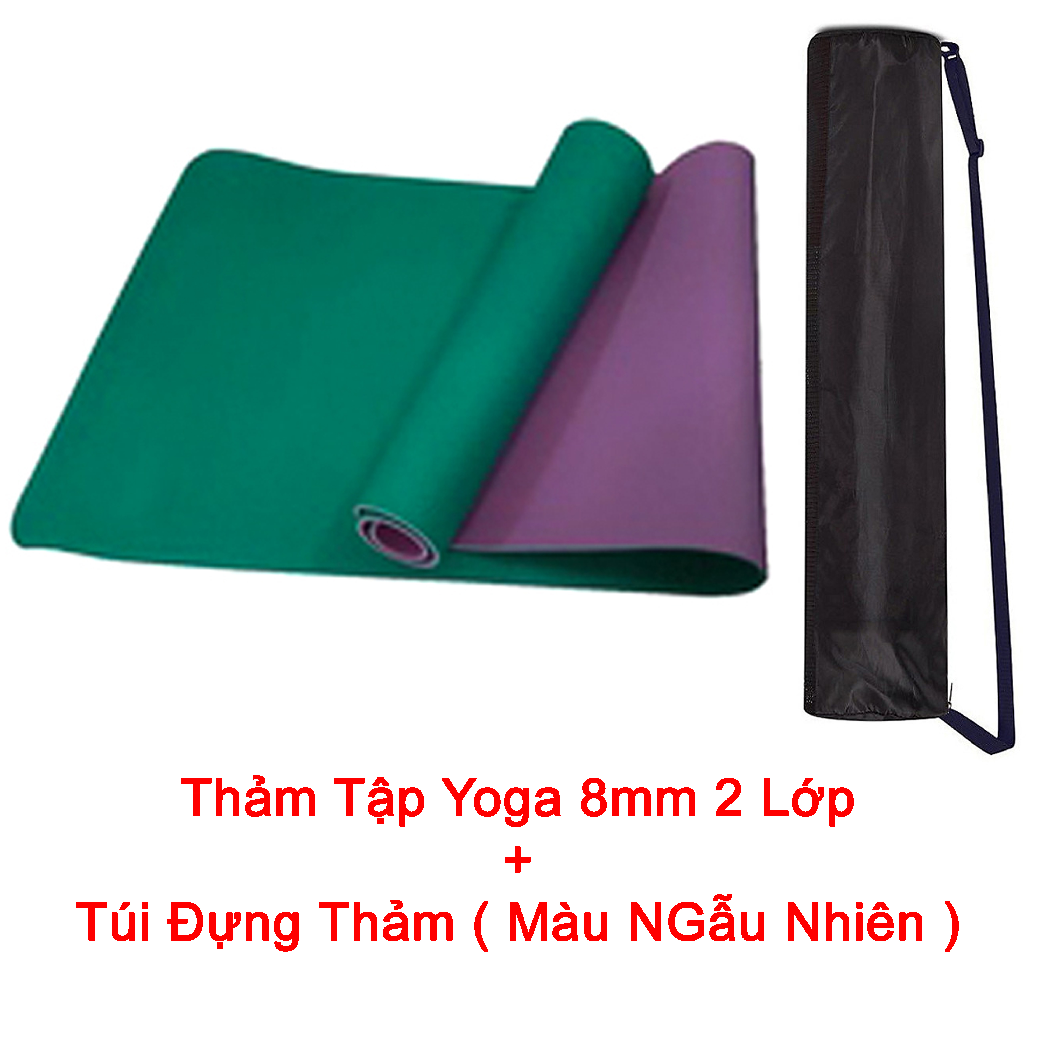 Thảm Tập Yoga Cao Cấp Ze Ra Mat 8mm 2 lớp Tặng kèm Túi Đựng Thảm