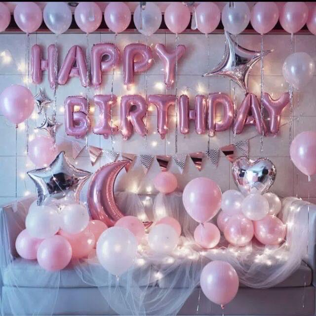 Set bóng bay trang trí sinh nhật happy birthday cho bé gái MM02