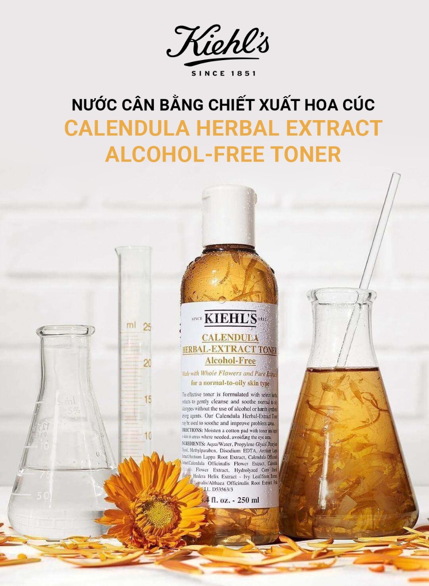 Toner hoa cúc Kiehl's chính hãng Calendula Herbal Extract Alcohol Free Toner 250ml cho da nhạy cảm