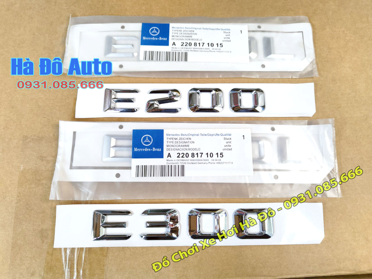 Chữ Nổi E 200 E 300 - Tem Chữ E 200 E 300 Dán Sau Xe Mercedes E
