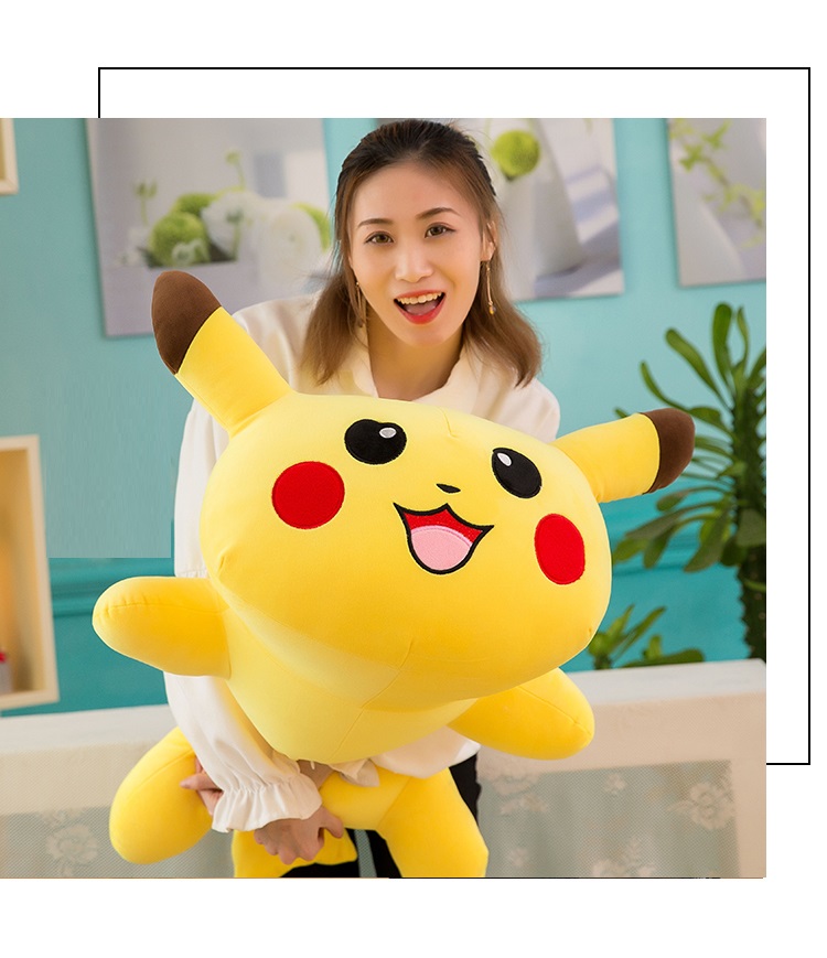 Gấu bông pikachu, thú nhồi bông gối ôm pikachu cao cấp vải nhung co giãn 4 chiều