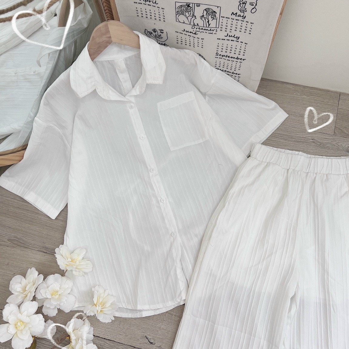 SET ÁO SƠ MI XẺ LƯNG + QUẦN ỐNG RỘNG