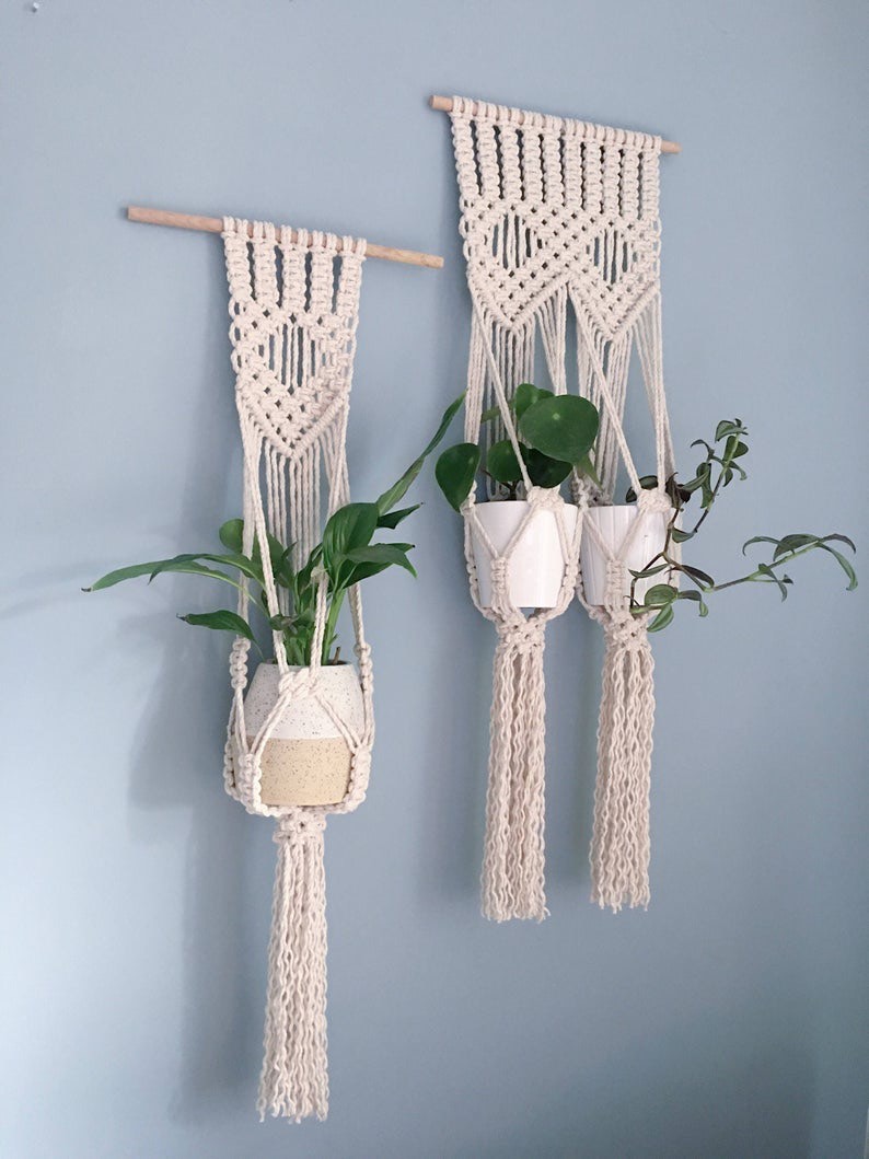 01 Dây Treo Hoa  Cây Cảnh Trang Trí Treo  Tường Macrame GH1D - Sản Phẩm Handmade Nghệ Thuật, Dùng Treo Tường Decor, Làm Quà Tặng, Trang Trí Phòng Khách, Phòng Ngủ (Trang Trí Nhà Cửa)