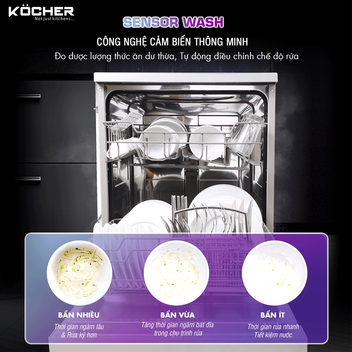 Máy Rửa Chén Kocher KDEU-8818BL - Hàng Chính Hãng