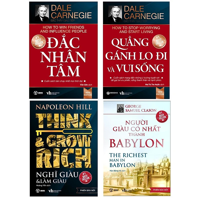 Sách - Combo 4 Cuốn Đắc Nhân Tâm + Nghĩ Giàu & Làm Giàu + Quẳng Gánh Lo Đi + Người Giàu Có Nhất Thành Babylon - mk