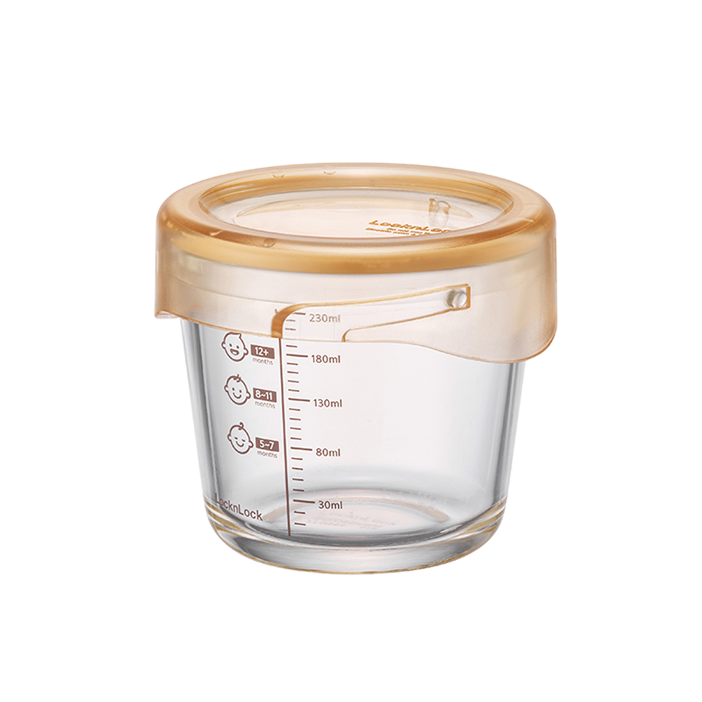 Hình ảnh Bộ 3 hộp thủy tinh đựng thực phẩm cho bé LocknLock Baby Food container LLG542S3IVY - 280ml, Nắp vặn chống tràn, chất liệu không BPA an toàn cho trẻ em, có vạch chia - Hàng chính hãng