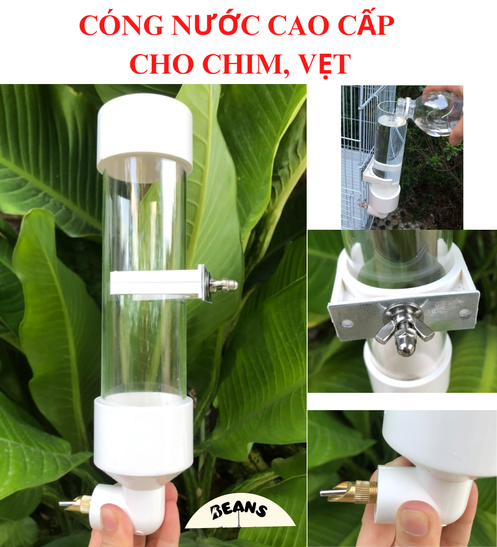 Cóng nước / Bình nước tự động cho chim, vẹt loại đại 380ml hàng nhập cao cấp dày, bền, tiện lợi vô cùng