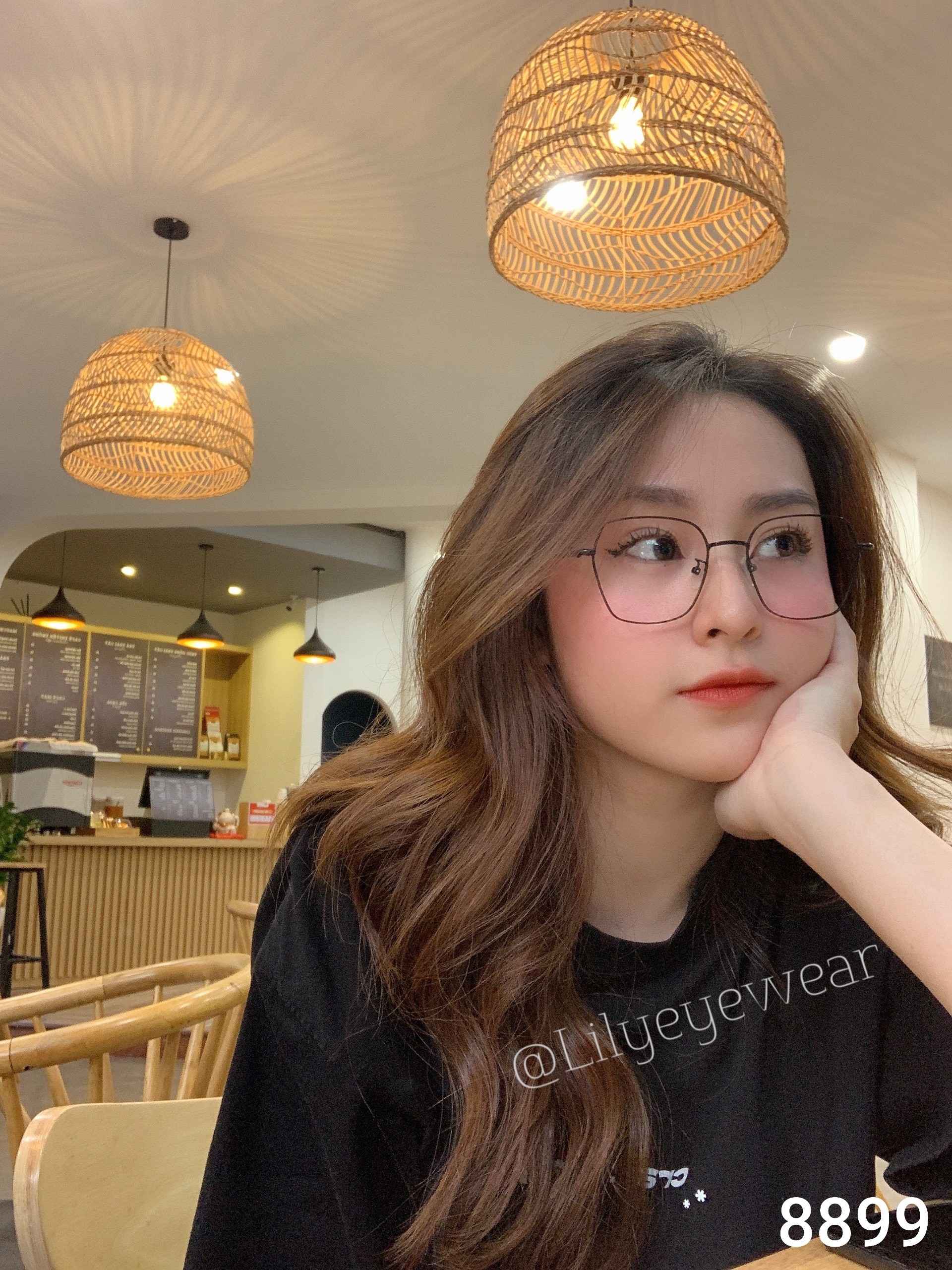 Gọng kính cận nữ Lilyeyewear mắt kính vuông to đa giác chất liệu kim loại thanh mảnh nhẹ nhàng màu sắc thời trang 8899